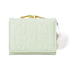 [トカリリ] がま口 財布 女の子 子供用 小学生向け 二つ折り ウサギ デザイン コンパクト 軽量 レディース プレゼント 大容量 小銭入れ付き ガールズ (ウサギ, グリーン) [グリーン] [ウサギ]