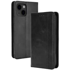 iPhone13 ケース 手帳 アイフォン13  チェック柄 合革 レトロ 手帳 ケース 【Color】 ブラック