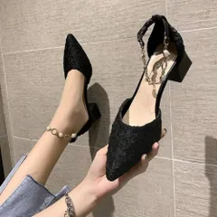 ☆ ブラック ☆ 38サイズ(24.5cm) ☆ パンプス太ヒール パーティ 通勤 シューズ パンプス 太ヒール レディース サンダル 通勤シューズ ローヒール 太いヒール ヒール 歩きやすい 疲れにくい きれいめ エレガント 女性 大人 太めヒール