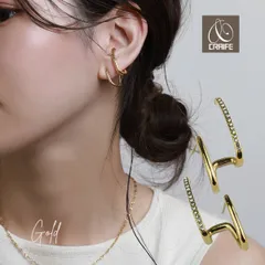 ピアス 金属アレルギー対応 18Kコーティング サージカルステンレス ダブルライン ジルコニア レディース 大人 モダン シンプル かわいい エレガント ジュエリー ゴールド プチプライス高見え CRAIFE