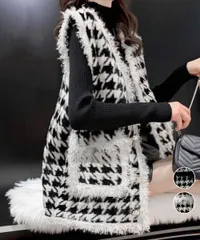 ニットベスト モヘアタッチニットジレ秋冬