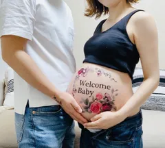 マタニティフォト マタニティフォトシール マタニティシール お腹 ベリーペイント セルフ かわいい おしゃれ プレゼント ハート マーク 写真 シンプル メモリアル 成長記録 フォトブック用 妊婦さん向け おしゃれ 可愛い 送料無料　W