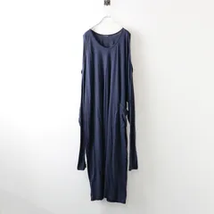 【値下げ】美品 リミフゥ ヨウジヤマモト LIMI feu  コットン 肩開き 変形 ロングワンピース 2/ネイビー カットソー ストレッチ素材【2400014019155】のサムネイル
