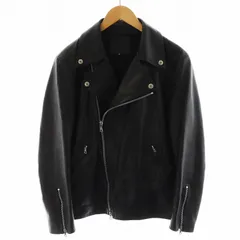 イサムカタヤマバックラッシュ ISAMU KATAYAMA BACKLASH BLACK LAMB スペインラム ライダースジャケット ダブル 羊革 M 黒 ブラック /AN33のサムネイル