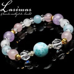 高品質 ラリマー&アクアマリン&アメジスト&ローズクォーツ&ムーンストーン　11.5mm　ブレスレット パワーストーン 天然石 _A571