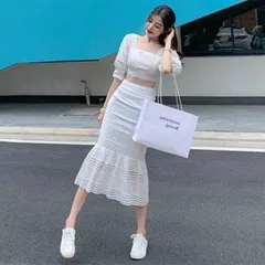 セットアップ ブラウス ミニ丈 ミモレ ミモレ丈 袖あり 半袖 パフスリーブ スクエアネック スリム タイト マーメイド リボン バックコンシャス 透け感 シースルー 上下セット 2点セット かわいい 大人可愛い きれいめ シンプル 大人 上品 おしゃれ 大人