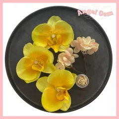 黄色 胡蝶蘭髪飾り 水引 和玉 成人式 結婚式 卒業式 和装前撮り 振袖 袴