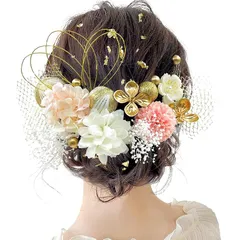 [Baramoly] 髪飾り 成人式 金箔 振袖 前撮リ ドライフラワー 卒業式 ダリア アンティ一クベリ一 ピンポンマム 和玉 アンティ一クベリ一 かすみ草 水引 造花 入学式 豪華 着物 可愛い ヘアアクセサリー ヒナギク 和装小物 9色