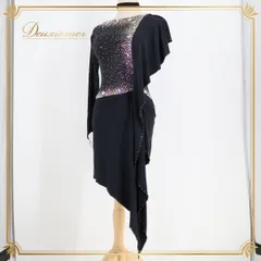 【イングランド製 社交ダンス衣装】ブラック ラテン ドレス ワンピース 黒 レース 軽い ダンス用 デモ 競技用 ピンク パーティ