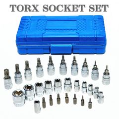 E型 T型トルクスソケット 29個 セット 1/4 3/8 1/2 トルクス スターソケット ビット 雄 雌 ビット 専用ケース 花形 星形 車 シート ネジ ボルト ナット 特殊ネジ 盗難防止