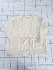 ◇ ⊆ Discoat ディスコート コットン 長袖 ニット カーディガン サイズF クリーム系 レディース E  【1509100069874】