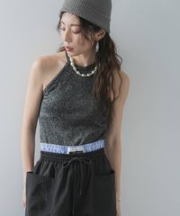夢展望公式 [新品未使用] ホルターネックラメタンク [ブラック] 他カラー別ページ有 bohmal カットソートップス カットソートップス・Ｔシャツ（キャミソール・ベアトップ） 535266-03
