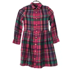 ポロラルフローレン チェック 長袖 シャツワンピース 6 POLO RALPH LAUREN キッズ 古着 【240227】