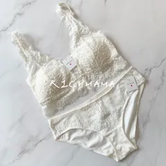 ♡BS08♡ ホワイト ブラジャーショーツセット ノンワイヤー 下着