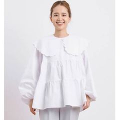 yori ヨリ スカラップ カラー ティアード ブラウス ロングスリーブ