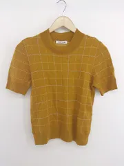 ◇ NEWYORKER ニューヨーカー チェック 五分袖 ニット セーター サイズM キャメル系 ブルー系 レディース P  【中古】 【1210040004633】