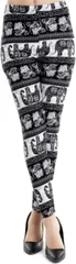 ドナリー レギンス スパッツ 柄物 エスニック デザイン プリント カラー レディース(象柄/白黒,  Free Size)