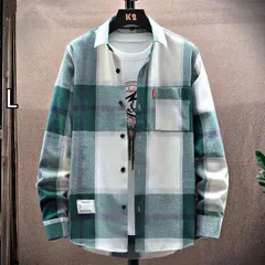 [L]メンズ ファッション 服  オシャレ シンプル 大人 かっこいい 大きいサイズ ストリート 紳士服 チェック柄 シャツ 夏 カジュアル 長袖 薄手 コート 
