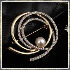 ブローチ パール スパイラル コサージュ フォーマル 卒業式 入学式 上品 新品 ブローチ 一粒真珠ブローチ 円形ブローチ スパイラル 円形 フォーマルブローチ クリスタルブローチ パール付きブローチ パールブローチ 入学式 卒業式 結婚式 母の日