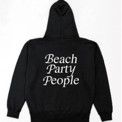 プルオーバーパーカー　ビーチ　beach ユニセックス　ブラック×ホワイト