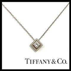 Ｍ【TIFFANY&Co.】PT950 ダイヤ スクエア ネックレス 総重量約3.1g ペンダント ティファニー (49114NMI10)
