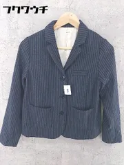 ◇ PAR ICI パーリッシィ ストライプ 長袖 ジャケット サイズF ネイビー グレー レディース  【1002800449927】