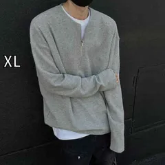 [XL]秋冬 メンズ  服 シンプル ファッション オシャレ 大人 かっこいい 大きいサイズ ストリート 紳士服  ワッフル ハーフ ジップ スウェット シャツ T シャツ 秋 アメリカン 長袖 ヘンリーネック フィットネス スポーツ レジャー