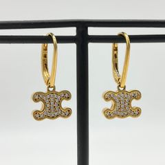 CELINE セリーヌ トリオンフ ラインストーン ピアス 両耳用 GP ゴールド アクセサリー 【中古】Aランク　5_294