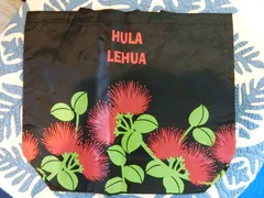 <OHANA>ナイロンバッグ　レフア　ブラック　エコバッグ　ショッピングバッグ　ハワイアン　ハワイアン雑貨　ハワイ　Hawaii