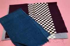 【ハギレ】古布2種・青色・紫/白の市松