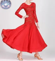 新品 未使用 新作 社交ダンスドレス モダンダンス　透けません レース オーダーメイド