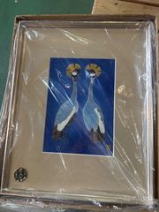 九谷焼 陶額 冠鶴 山崎竹泉作