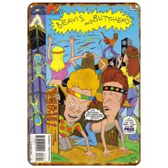 【810】新品 レトロ アルミ看板 ★ Beavis and Butt-Head ★ ビーバスアンドバットヘッド テレビアニメ ブラックコメディ アメリカン雑貨 ガレージ フェンス ヴィンテージ ブリキ看板