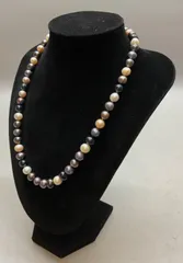 SN164 パール 淡水真珠 真珠 マルチカラー ネックレス 珠径 8mm 首周り 47cm 重さ 45.1g