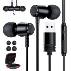MACLE USBイヤホン マイク 付き パソコン用 イヤホン 有線 pc ヘッドセット ステレオ カタル型 2.5M長 通話対応 音量調整 テレワーク zoom オンライン会議 在宅勤務 ゲーミング
