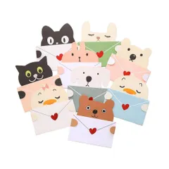 YFFSFDC 動物 メッセージカード 9種セット アニマル 感謝カード ミニレター ミニカード 誕生日カード お礼 封筒付き 猫/犬/熊/うさぎ/ひよこ かわいい