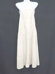 ◇ continuer de NICE CLAUP コーデュロイ キャミソール 膝下丈 ワンピース サイズF ベージュ系 レディース P  【1407260010234】