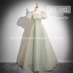 ドレス パーティードレス イブニングドレス グリーン 緑 黄緑 パフスリーブ プリーツ 黒 大きいサイズ レース 結婚式 パーティー 謝恩会 ロングドレス XS S M L XL LL 2XL XXL 3XL XXXL 披露宴 プリンセス 紐タイプ