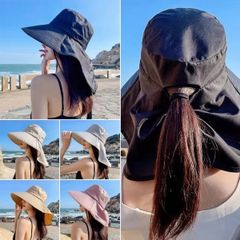 UVカット 帽子 レディース 12cm超つば広　360度UVカット　首筋しっかり守る　接触冷感 完全遮光 日焼け防止 紫外線対策 通気性 撥水加工 吸汗 小顔 日除け帽子 uvカット帽子 あご紐 自転車 登山 海辺 農作業 日除けハット