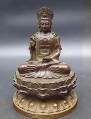 坐蓮観音菩薩仏像 銅細工 仏教美術 装飾品 工芸品 美術品 置物