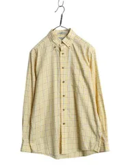 【お得なクーポン配布中!】 エルエルビーン チェック 長袖 ボタンダウン シャツ メンズ S / コットン BD 長袖シャツ ポケット付き マルチカラー ノーアイロン イエロー