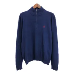 Polo by Ralph Lauren ポロ ラルフローレン ハーフジップ コットン ニット セーター ブルー (メンズ XL) 中古 古着 S0303