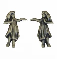 フラガール 家具の取っ手 引出し取っ手 左右セット 真鍮製 金具 ハンドル アンティークゴールド フラダンス フラダンサー 踊り子 ハワイアン雑貨 レトロ調  引き出し取っ手  BRASS HANDLE DIY N-229【メール便】370055