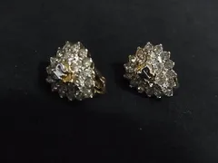 ■美品■ NINA RICCI ニナリッチ ロゴモチーフ ラインストーン クリップ式 イヤリング アクセサリー レディース ゴールド系 DE4096