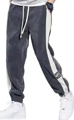 emptio エンプティオ ロングパンツ ジャージーパンツ ジョガーパンツ メンズ リラックスパンツ スキニー ジム フィットネス ボトム 普段着 オリジナル カッコいい ライン(ライングレー,  S)