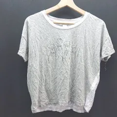 ◇ IamI アイアムアイ 薄手 イラストプリント クルーネック ショート丈 半袖 Tシャツ サイズF グレー レディース E  【1308160021170】のサムネイル
