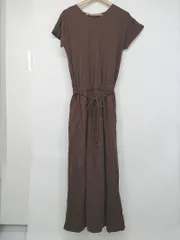 ◇ ◎ chocol raffine robe カジュアル シンプル 無地 Vネック 半袖 ロング ワンピース サイズF ブラウン系 レディース P  【1308090003727】