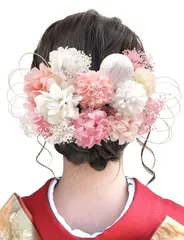 【新着商品】Y1120 おしゃれ 立体感 華やか 上品 和風 洋服 振袖 袴 浴衣 着物 成人式 卒業式 入学式 結婚式 結び水引 和玉 お花 カスミソウ 紫陽花 クチナシ ピンポンマム ドライフラワー ヘアアクセサリー 髪飾り [JZOON]