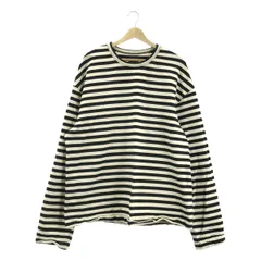 JUUN.J / ジュン・ジー | コットン バックロゴ ボーダー クルーネック カットソー | 48 | ブラック/アイボリー | メンズ