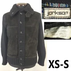 80s-90s/Vintage/イタリア製★jorkson★ウール&スエードレザー/ブルゾン【メンズXS-S/黒/black】セーター/アウター/jumper◆BJ008-c